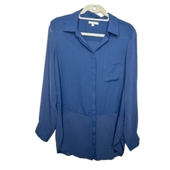 Anthropologie Tops - Anthropologie Pleione Button Down Top Blue Size Large